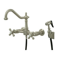 kingston brass 8 center wall mount kitchen faucet with wall mounted side sprayer ks1248axbs - Wall Mount Kitchen Faucet kingston brass 8 center wall mount kitchen faucet with wall mounted side sprayer ks1248axbs - Wall Mount Kitchen Faucet