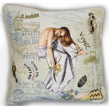 Square French Parsian Model Decorative Cushion Throw Pillow Cover Set
