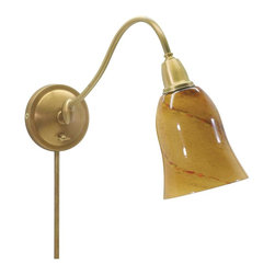 House of Troy Hyde Park Wall Lamp Weathered Brass w/Art Glass - Wall Sconces