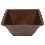 Premier Copper Products - 15" Square Under Counter Hammered Copper Bathroom Sink, Oil Rubbed Bronze - Discover the rustic charm and timeless beauty of our hand hammered copper bathroom sinks. Individually crafted by our skilled artisans from recycled copper  each sink is a beautifully designed  extremely durable  and one-of-a-kind piece of art ready for display in your home.