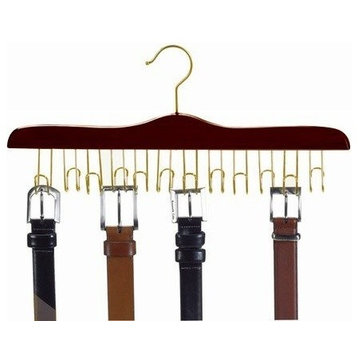 Wooden Specialty Belt Hanger, Walnut and Brass