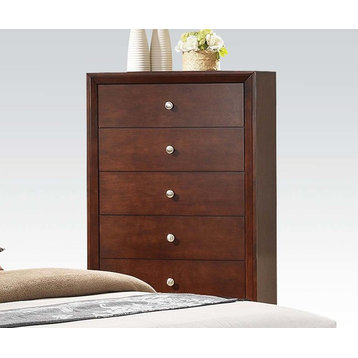 Emma Mason Signature Irving Contemporary Five Drawer Chest in Brown Cherry