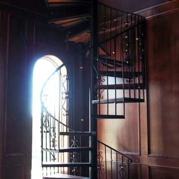 Stair railings and balconies.