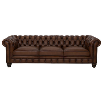 Chesterfield Light Brown Hand Antiqued Leather Sofa