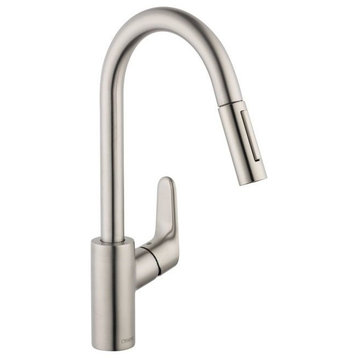 Hansgrohe 04505 Focus 1.75 GPM Pull-Down Kitchen Faucet HighArc - Steel Optik
