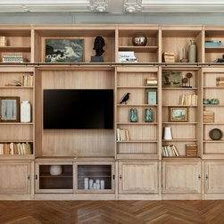 Composition Biblioth&egrave;que Modulable TV-Bar Coulissants Directoire Ch&ecirc;ne - Bookcases