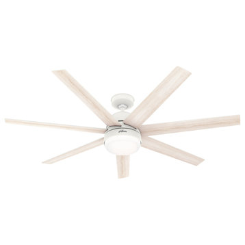 Hunter 60" WiFi Phenomenon Matte White Ceiling Fan With LED Light, Wall Control