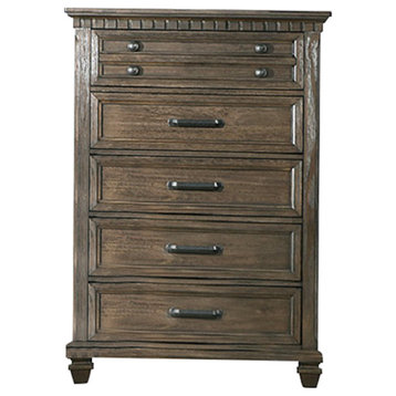 5 Drawers Wood Chest In Rustic Natural Finish