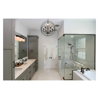 Elegant Master with Marble Tile and Steam Shower - Transitional ...