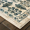 Echo Floral Borders Ivory and Blue Area Rug, 5'3"x7'6"