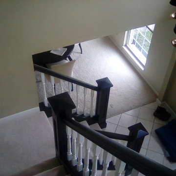 custom handrail, shoerail, spindles and newel posts