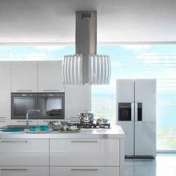 "Pearl White" by Futuro Futuro - designer glass island range hood - Range Hoods And Vents