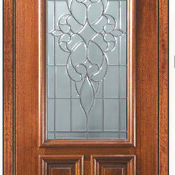 Prehung Single Door 96 Wood Mahogany Courtlandt 2/3 Lite Glass - Front Doors