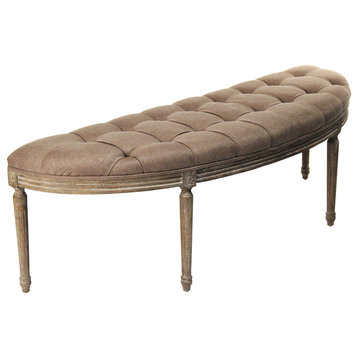 Louis Curved Bench, Copper Linen