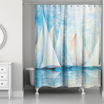 Sailboats 71x74 Shower Curtain