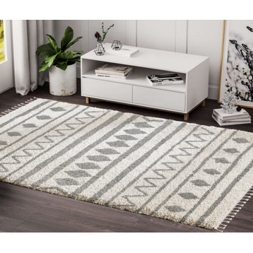 Abani Willow WIL120A Moroccan Tribal Ivory and Grey Area Rug