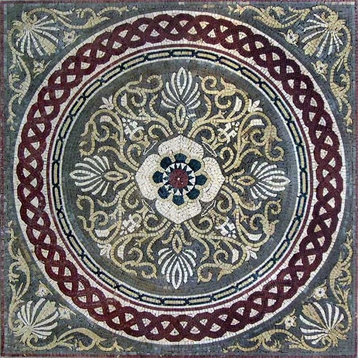 Floral Art Mosaic Panel, April Ii, 31"x31"