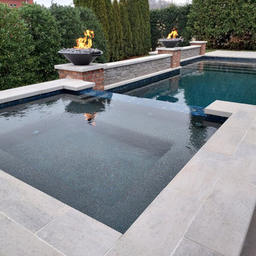 The Fire Bowls Complement This Striking New Gunite Pool and Spa!