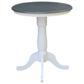 Round Top Pedestal Table, White/Heather Gray, 30" Round