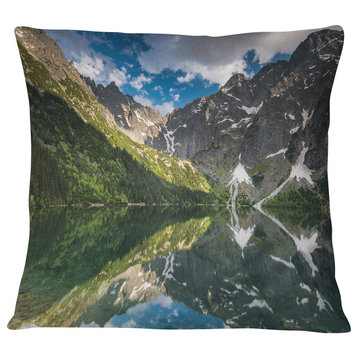 Reflection of Mountain Peaks Landscape Printed Throw Pillow, 18"x18"
