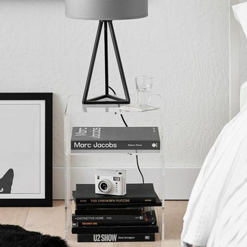 Modern Glass and Lucite Side End Tables