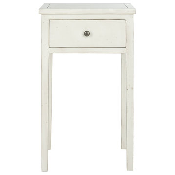 Balio End Table With Storage Drawer White/Birch