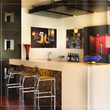 Dark Walnut and High Gloss Lacquer Contemporary Kitchen