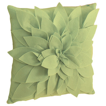 Sara's Garden Petal Decorative Throw Pillow, 17 Inch Square, Lime