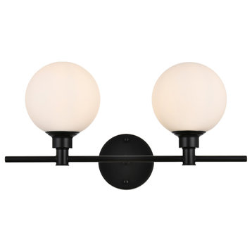 Living District Cordelia 2-Light Black & Frosted White Bath Sconce