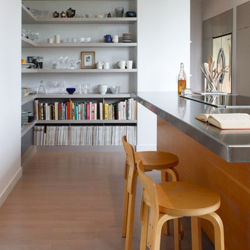 Best Rd - Kitchen Island with Shelving Beyond