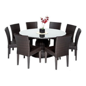 Outdoor Patio Wicker All Weather Resin 9 Piece Dining Table And Outdoor Patio Wicker All Weather Resin