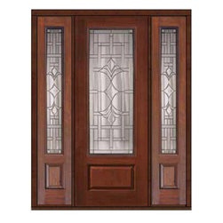 Prehung Sidelites Door 96 Fiberglass Marsala 1 Panel 3/4 Lite Glass - Front Doors
