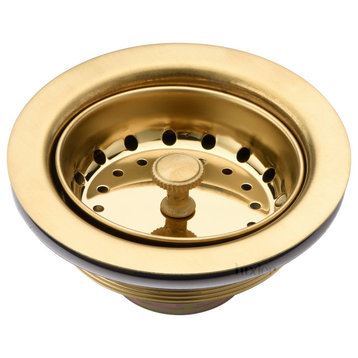 Luxier KS01 3.5" Drop-In Kitchen/Bar Sink Basket Strainer, Brushed Gold