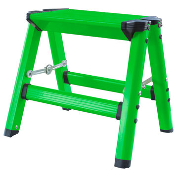 Amerihome Lightweight Single Step Aluminum Step Stool, Set of 2, Bright Green