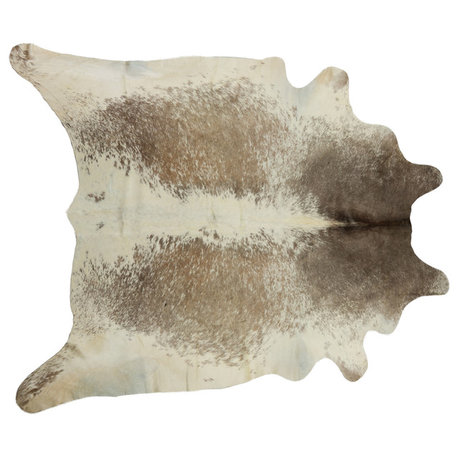 6'x7' Kobe Cowhide Rug, Salt and Pepper Taupe/White