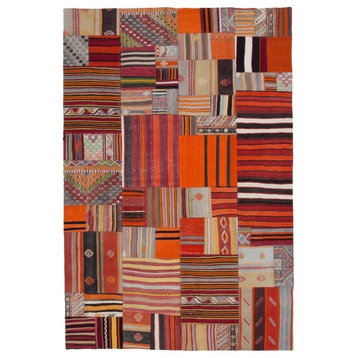 Rug N Carpet - Handmade Oriental 6' 8'' x 9' 10'' Tribal Patchwork Kilim Rug