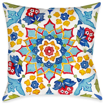 Mediterranean Medallion Floral  Indoor Pillow, 18"x18"