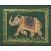 Green Majestic Elephant Miniature Painting