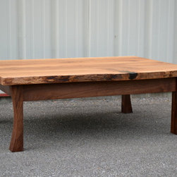 Live Edge White Oak Coffee Table with Curved Walnut Frame - Coffee Tables
