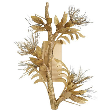 Spectacular 23" Mimosa Blossom Tree Branch Wall Sconce Solid Brass Sculpture