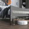 Twin Size Platform Bed, Hardwood Frame & Horizontal Slatted Headboard, Espresso