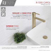STYLISH Single Handle Bathroom Vessel Sink Faucet, Stainless Steel Brushed Gold