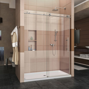 DreamLine Enigma-X 56-60"Wx76"H Sliding Shower Door in Brushed Stainless Steel