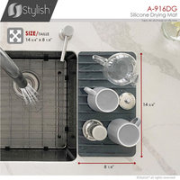 STYLISH Silicone Drying Mat and Trivet, Dark Gray