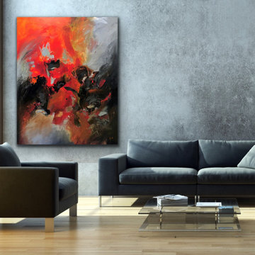 red and black art Modern Contemporary Paintings for Family Room