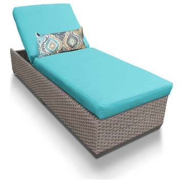 TK Classic Oasis Wicker Patio Chaise Lounge in Turquoise