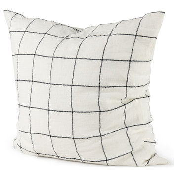 Suzanne White With Black Square Pattern Decorative Pillow Cover