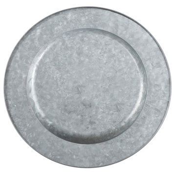 Metal Charger Plates With Polished Galvanized Finish, Set of 4