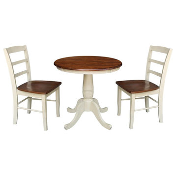 30 Round Top Pedestal Table with 2 Madrid Chairs