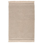 Jaipur Living - Jaipur Living Soleil Indoor/Outdoor Solid Beige/Dark Taupe Area Rug (2'X3') - Bohemian and rich with texture, the eco-friendly Villa collection boasts a versatile handwoven design to both high-traffic areas and outdoor spaces. The Soleil area rug provides a relaxed, grounding accent to patios, kitchens, and dining rooms with durable PET yarn. The neutral and inviting beige and dark taupe colorway complements any style or look, while the boucle and natural fringe details offer charming additions to this performance rug.